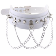 PU STUDDED COLLAR WITH CHAINS - WHITE